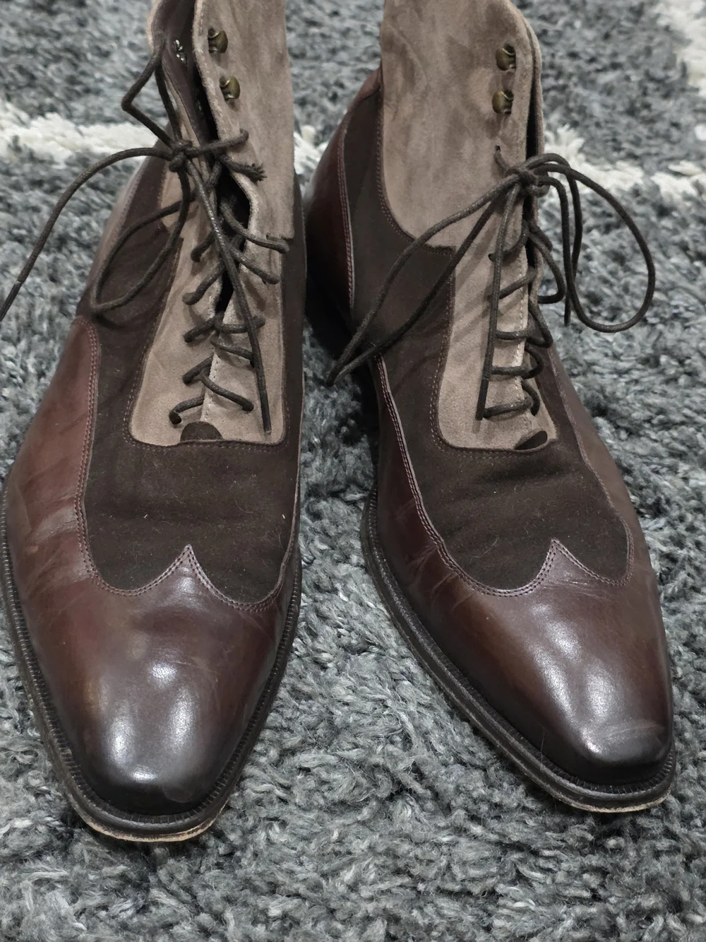 Mezlan Men's Two-Tone Brown Leather & Suede Lace-Up Boots Size 11M